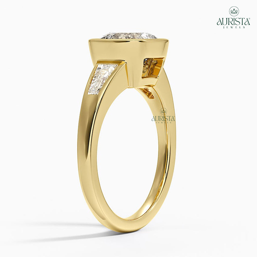 Eternal Devotion Yellow Gold Ring with Cushion Diamond