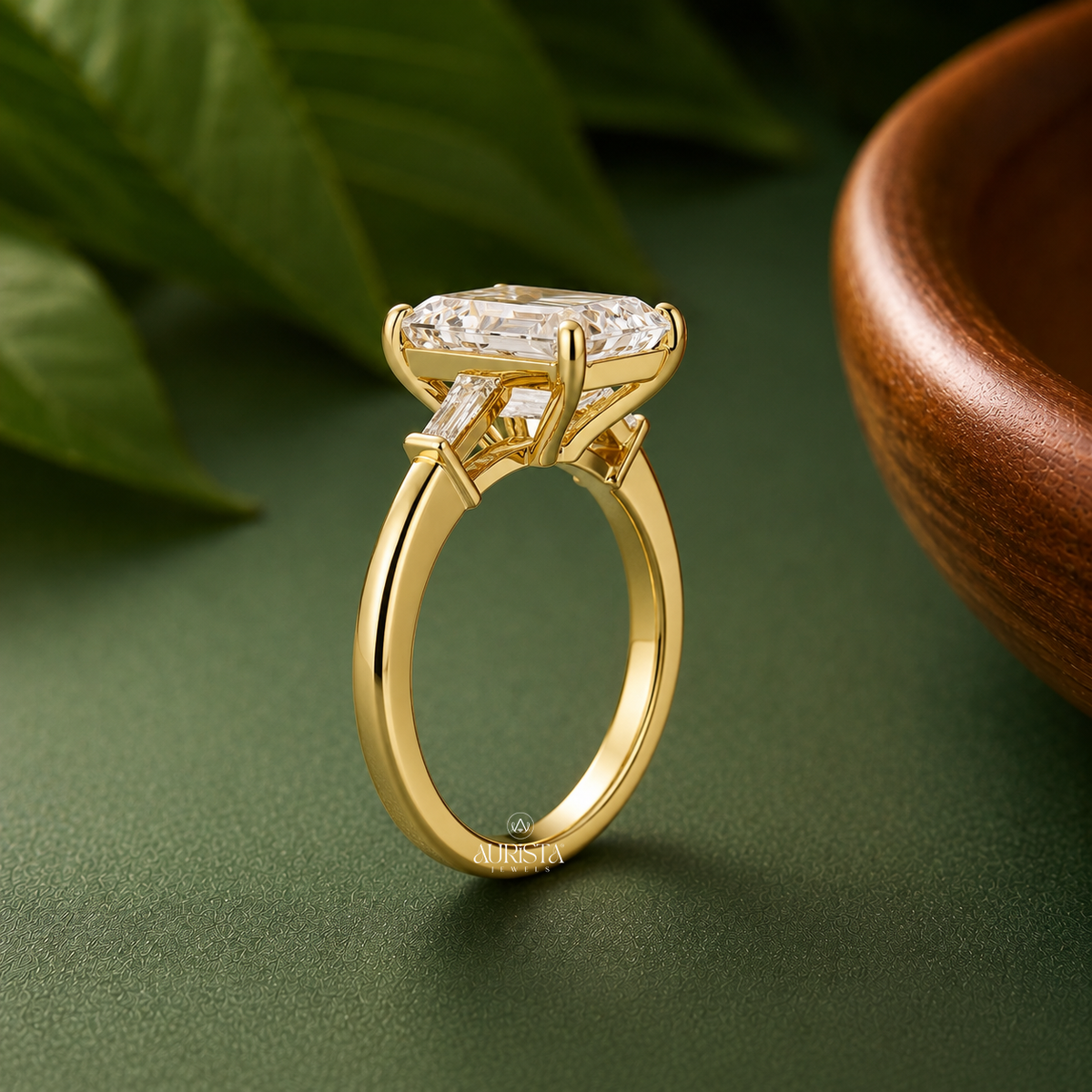 Emerald Lab Grown Diamond Ring, Tapered Baguette Promise Ring Anniversary Band