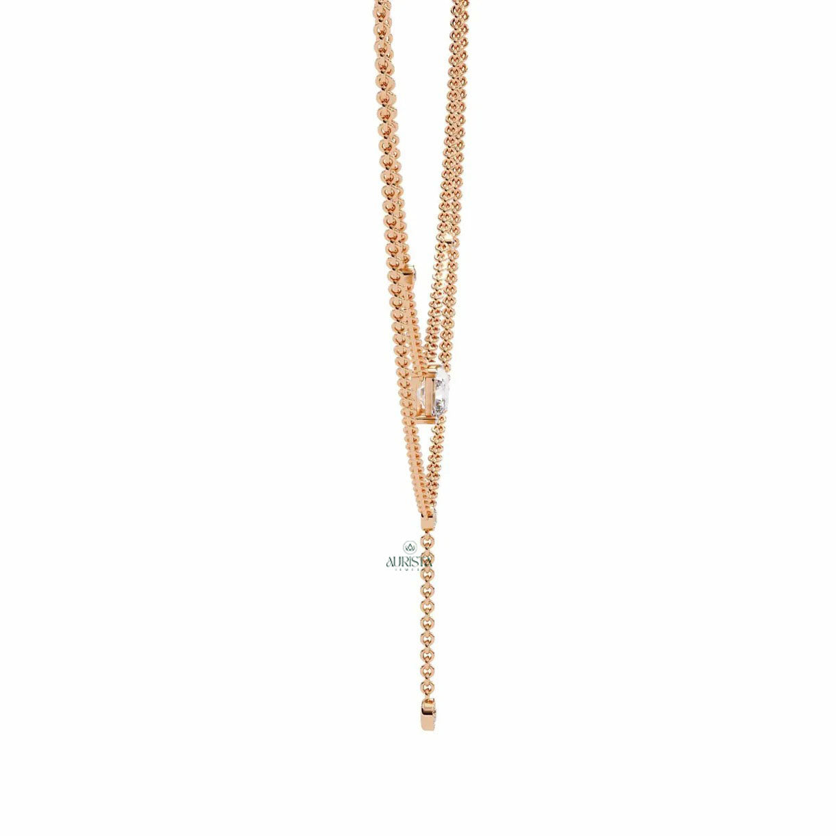 Gold Lab Grown Diamond Lariat Y Necklace Minimalist Layered Drop Dainty Chain Jewelry