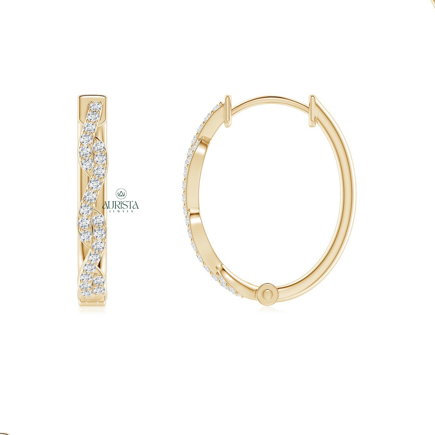 Braided Natural Diamond Hoops