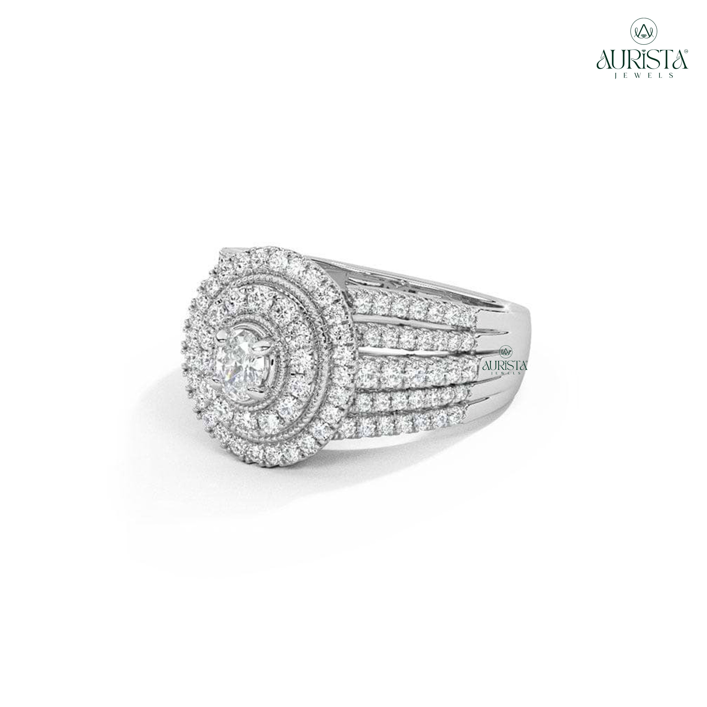 Hold Forever – White Gold Band with Oval Diamond