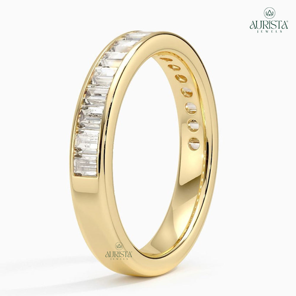 Forever in Light Yellow Gold Band with Baguette Diamond