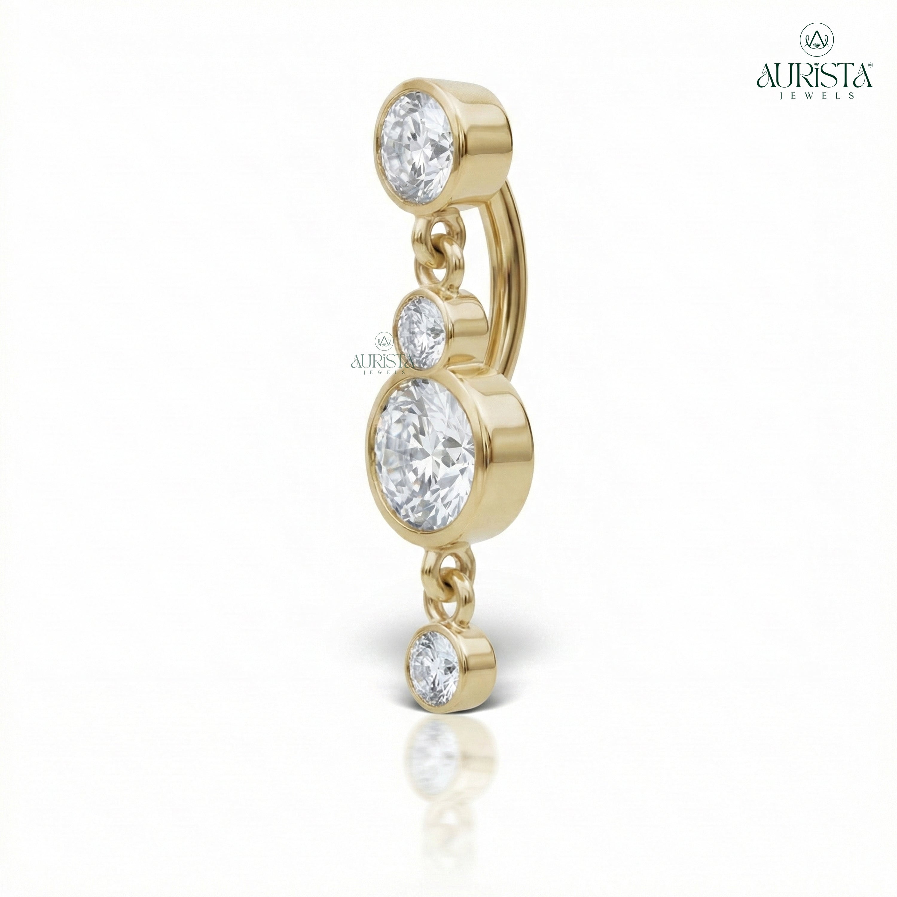 Timeless Romance Rose Gold Round Diamond Belly Button Ring