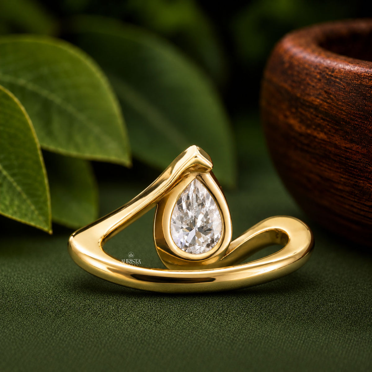 Pear Cut Lab Grown Diamond Bypass Ring,1.00 Carats Diamond,Solitaire Ring,Bridal Jewelry