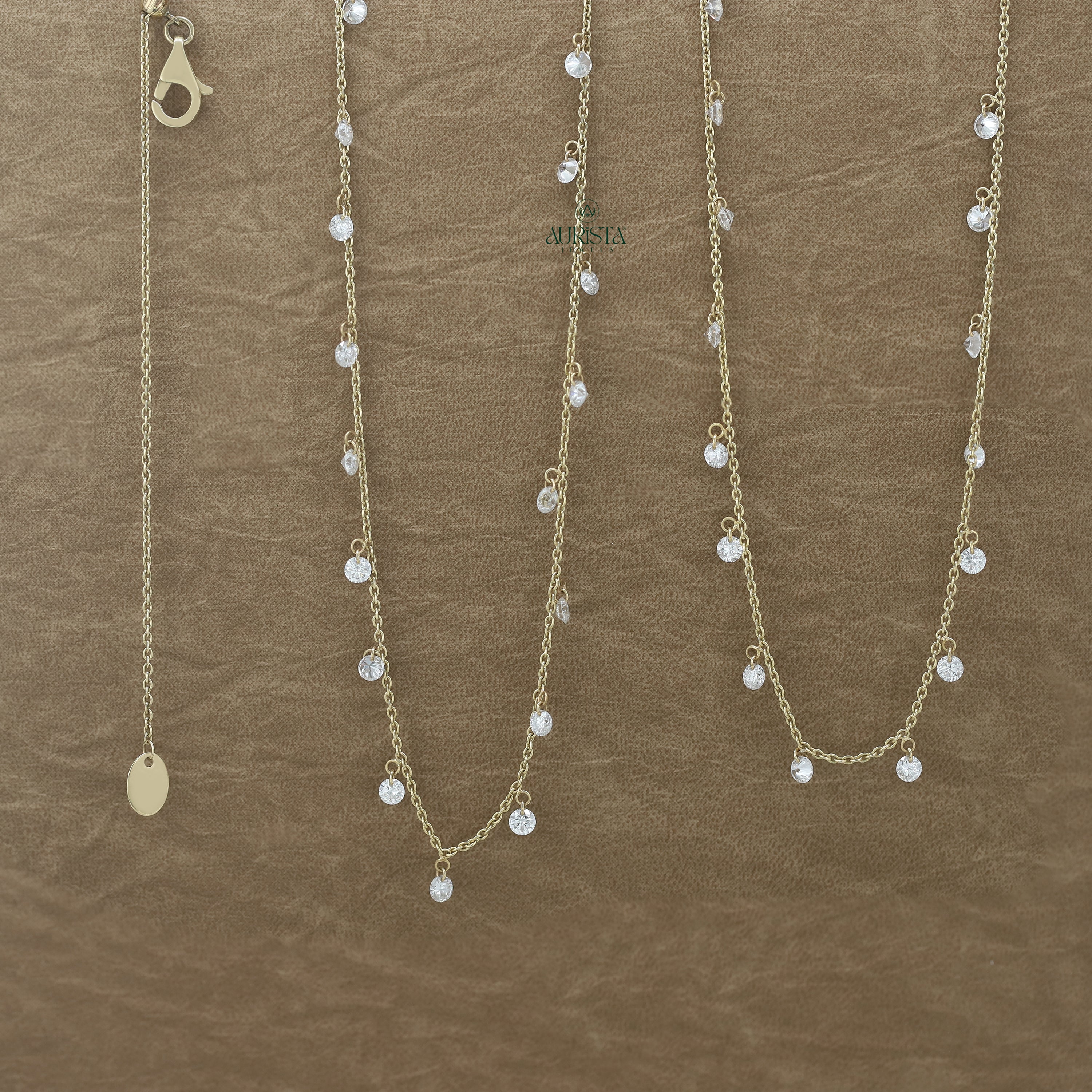 Pure Shine Round Brilliant Diamond Necklace in Gold
