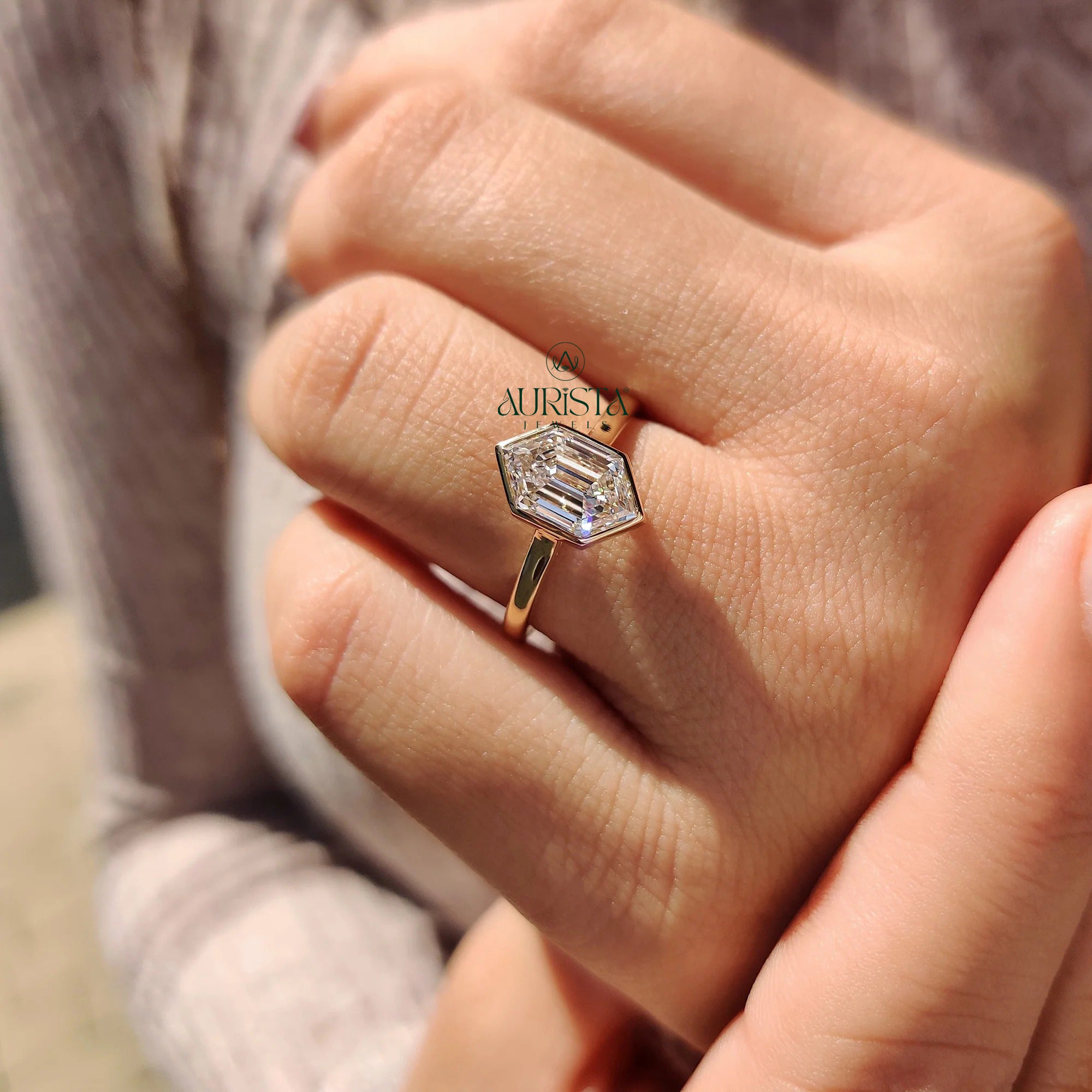 Modern Love Hexagon Solitaire Ring