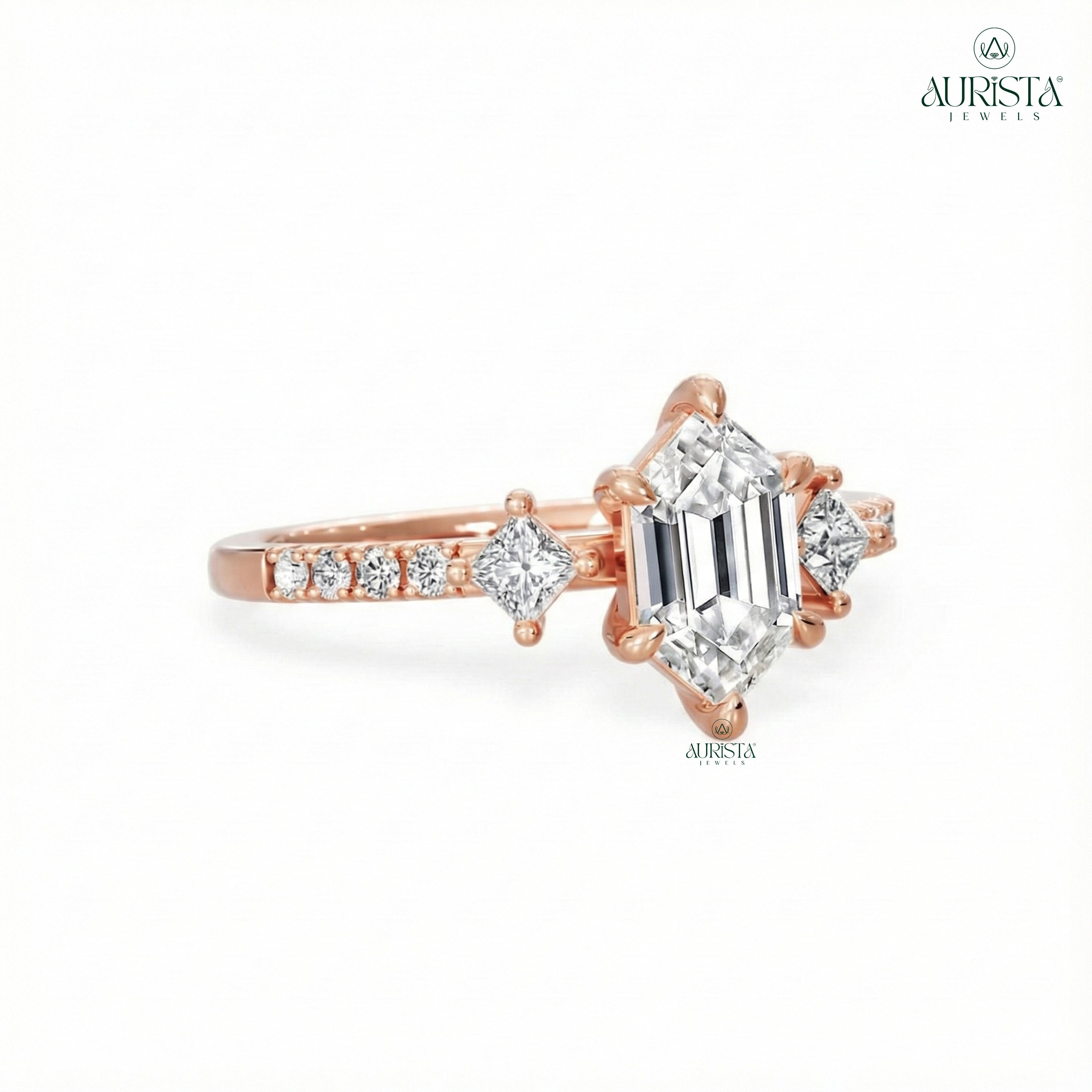 Timeless Promise – Rose Gold Ring with Hexagon Diamond