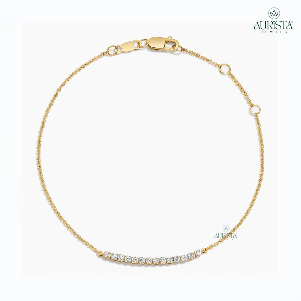 Forever Linked – Yellow Gold Bracelet with Round Diamonds