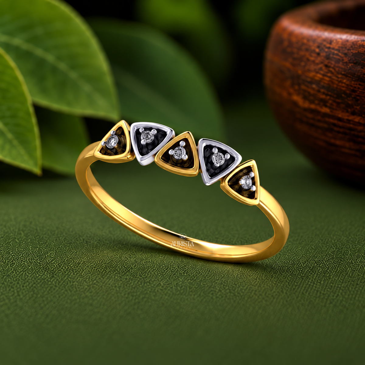 Triangle Cluster Statement Ring Lab Grown in Diamond Gold Fine Jewelry