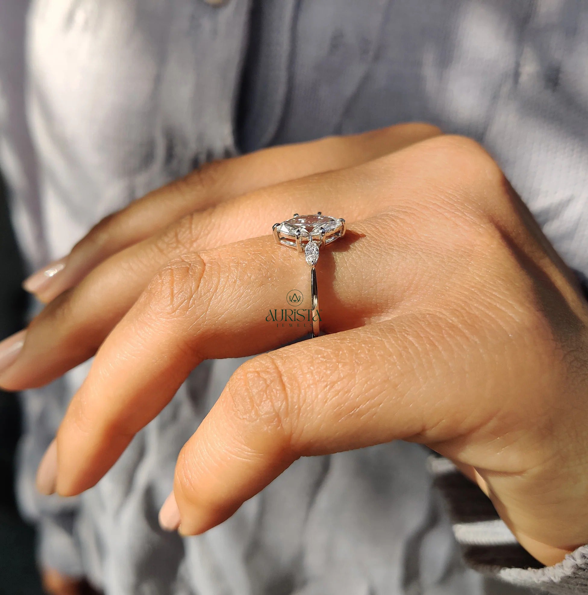 Marquise Diamond Trio Ring with Petite Marquise Side