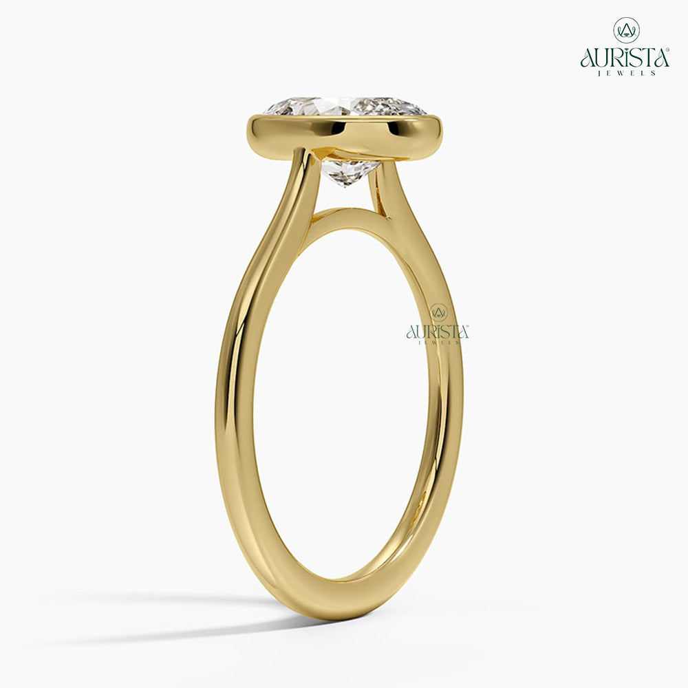 Crown of Promise Yellow Gold Ring with Oval Diamond
