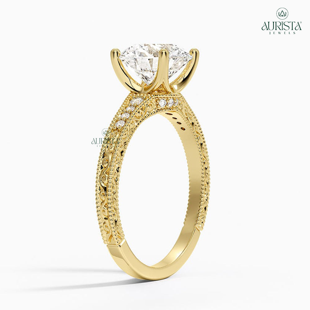 Forever Mine Yellow Gold Ring with Round Diamond