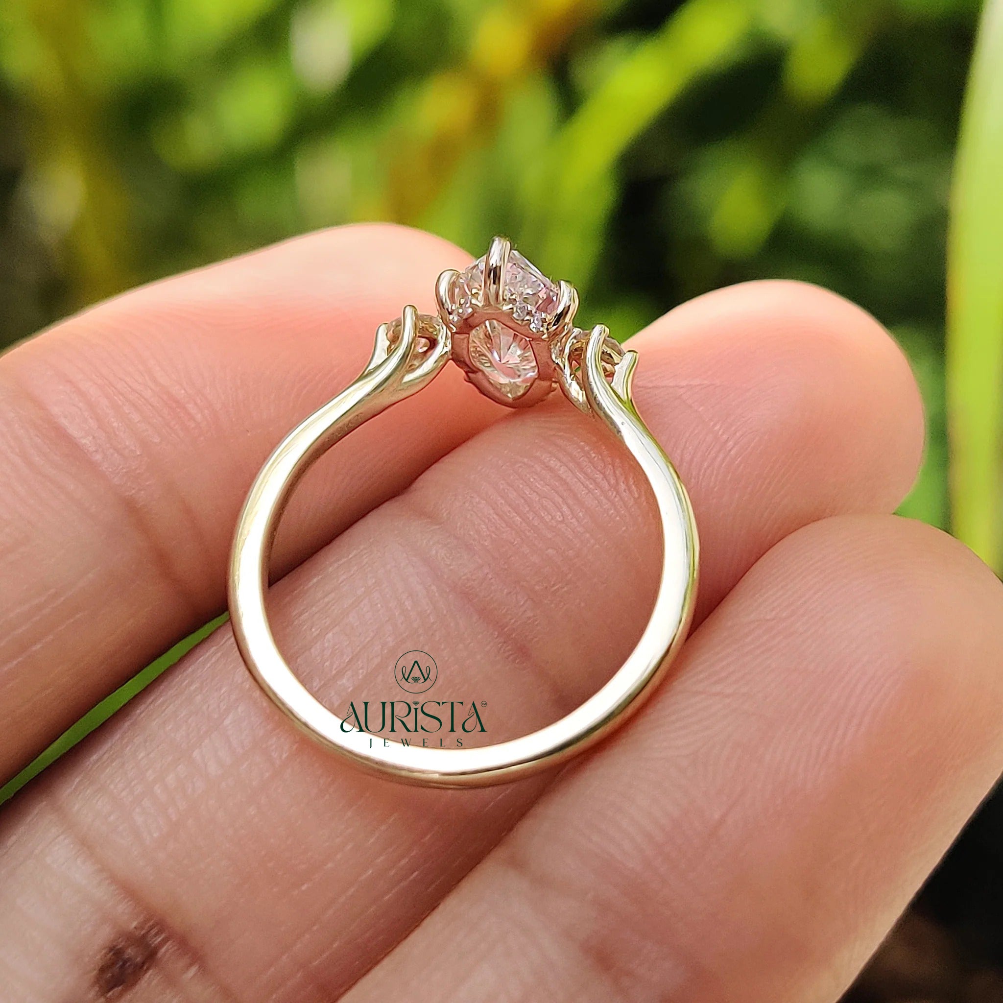 Celestial Marquise Three Stone Ring with Eternal Elegance