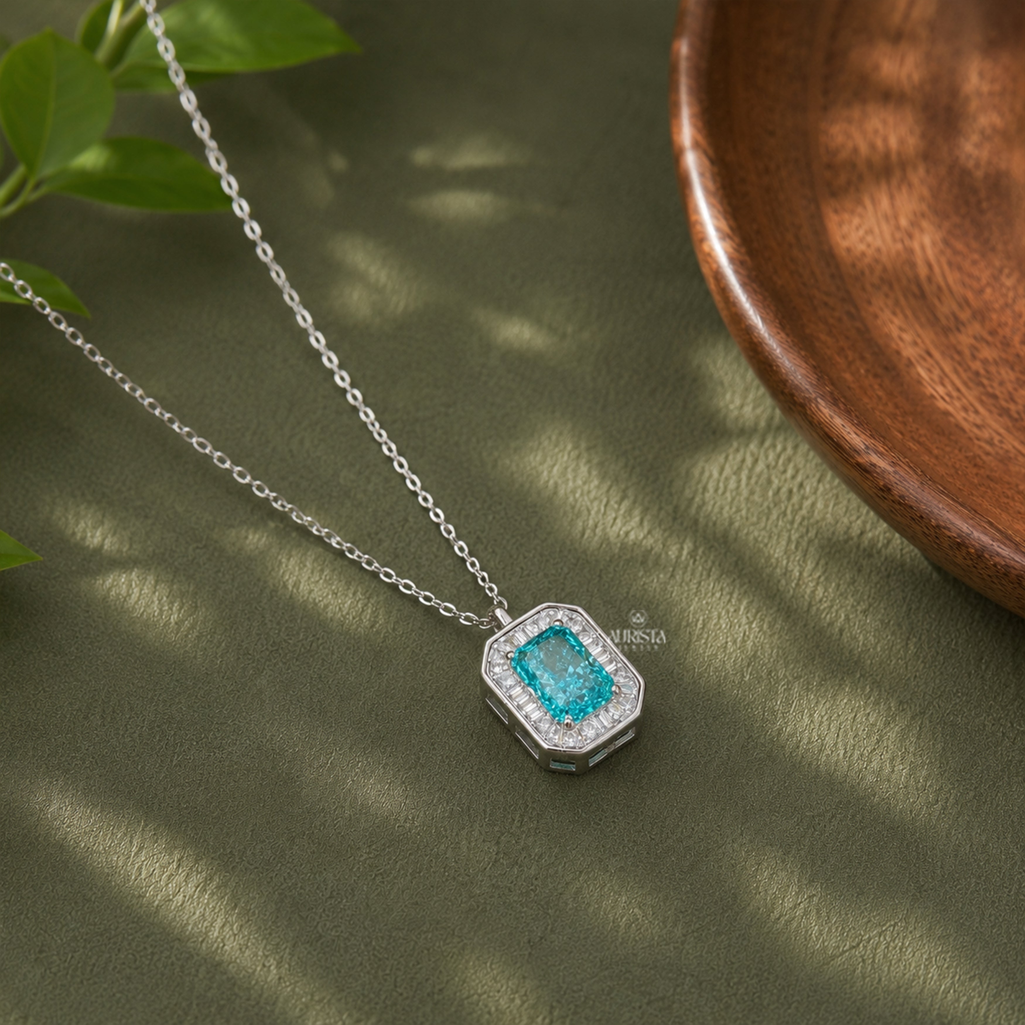 Luxury Radiant Cut Cyan Gemstone Pendant Exclusive Moissanite Jewelry For Her