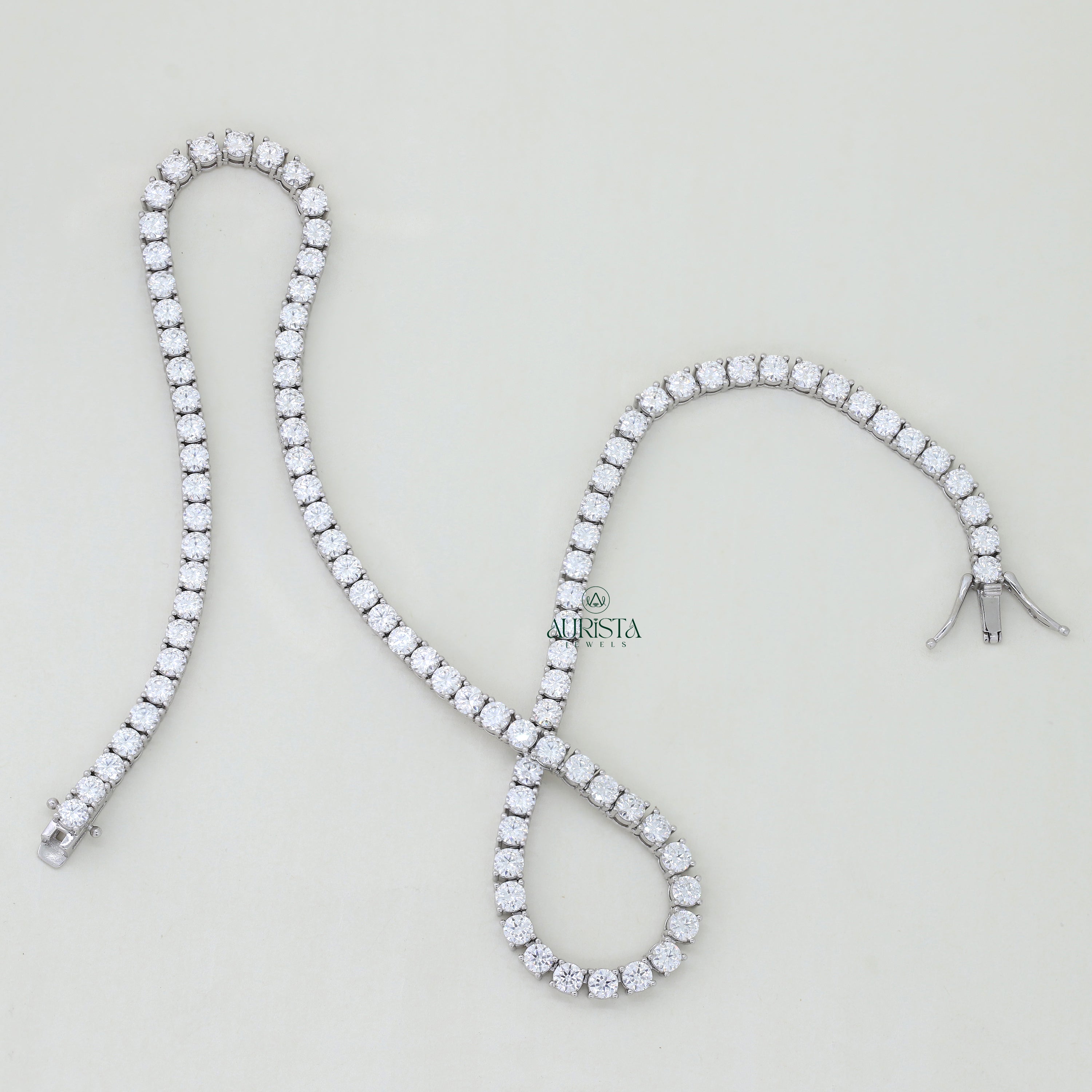 Whispers of Light – Moissanite Tennish Necklace with Round Diamonds