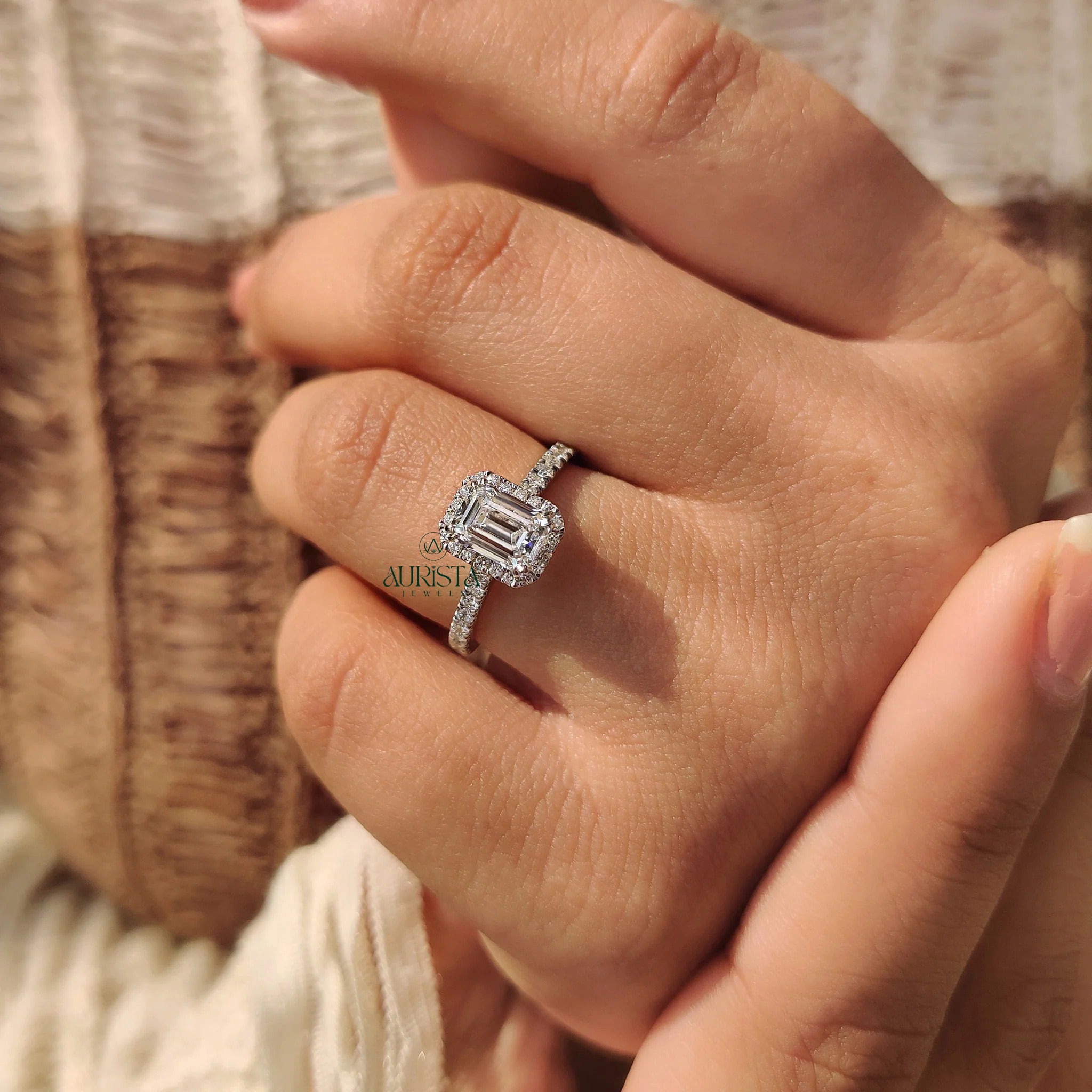 Majestic Emerald Cut "Glow-Frame" Diamond Ring