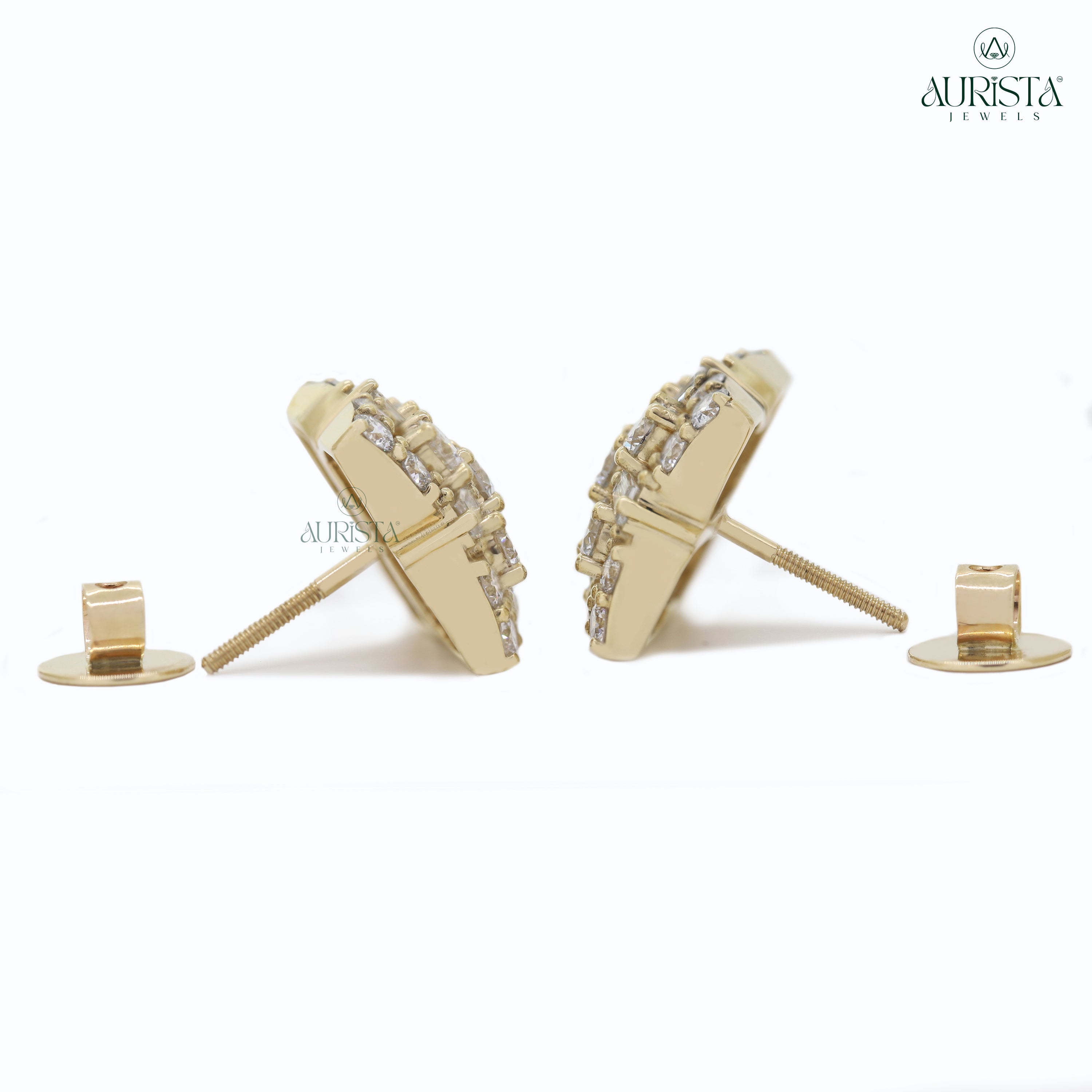 Timeless Vows – Yellow Gold Diamond Earrings