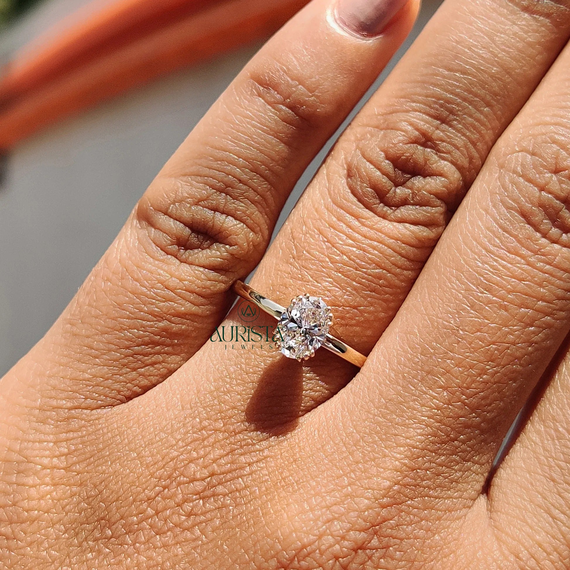 The Empress Oval Solitaire And Multi Prong Gold Ring