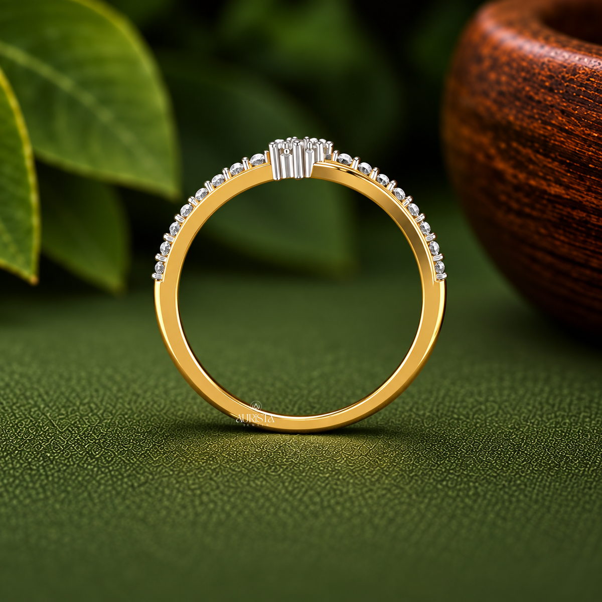 Asymmetric Pavé Bypass Ring Moissanite in Diamond Fine Jewelry