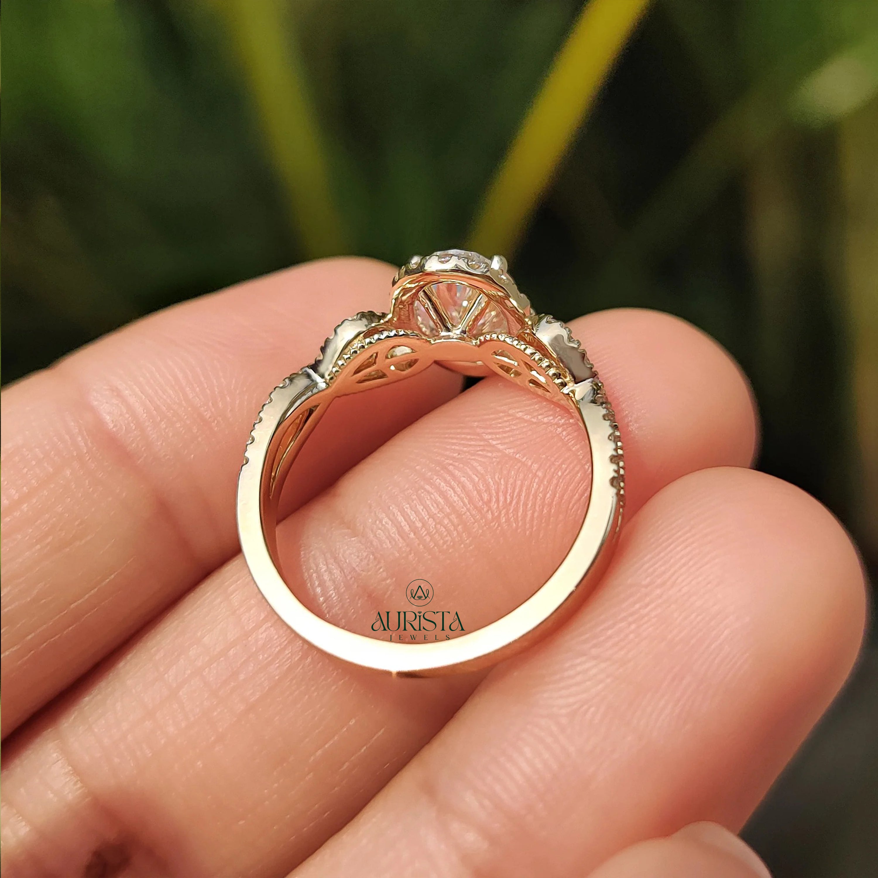 The Entwined Halo: Oval Lab Grown Diamond Statement Ring