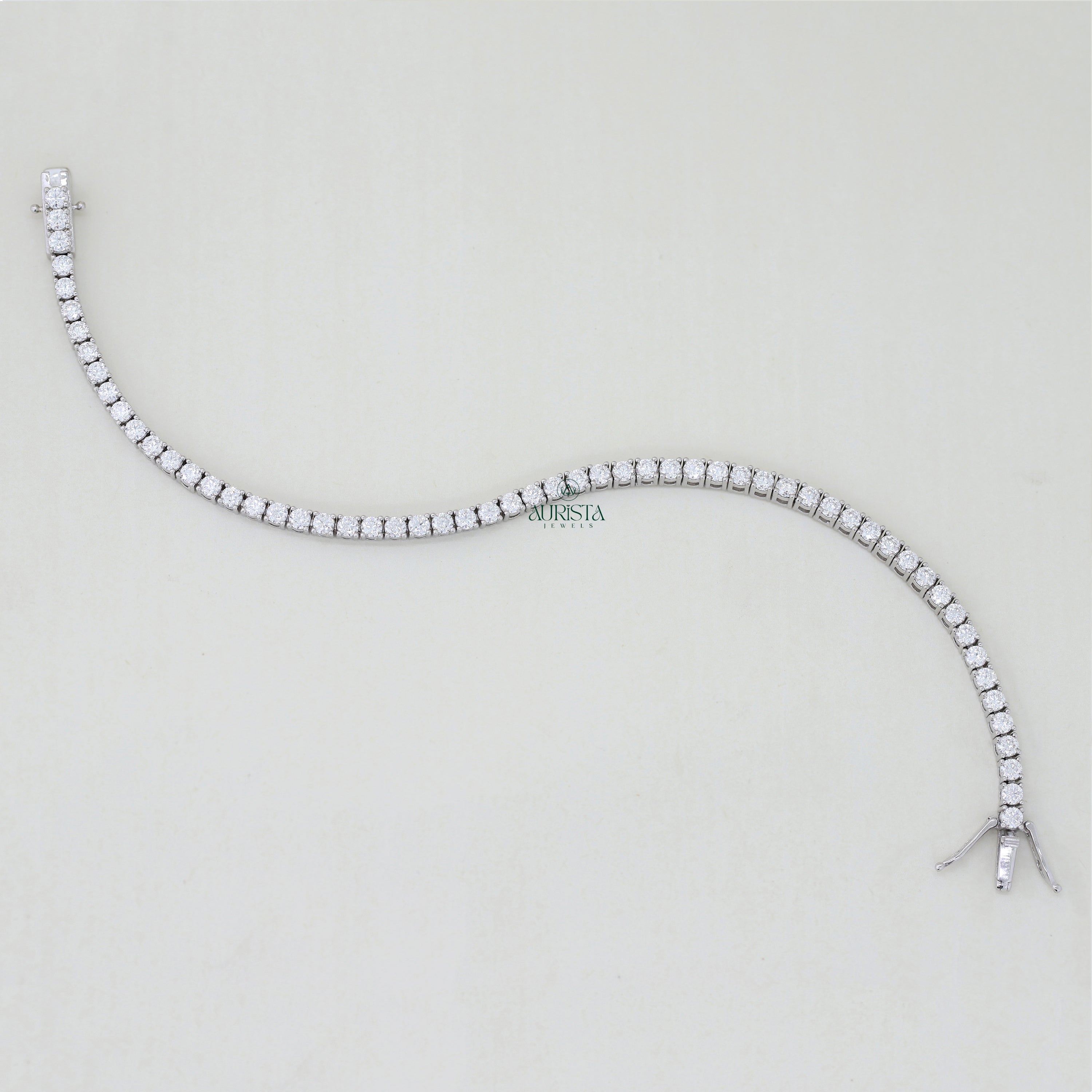 Sparkling Round Moissanite Tennis Bracelet, Sterling Silver Minimalist Wedding Jewelry