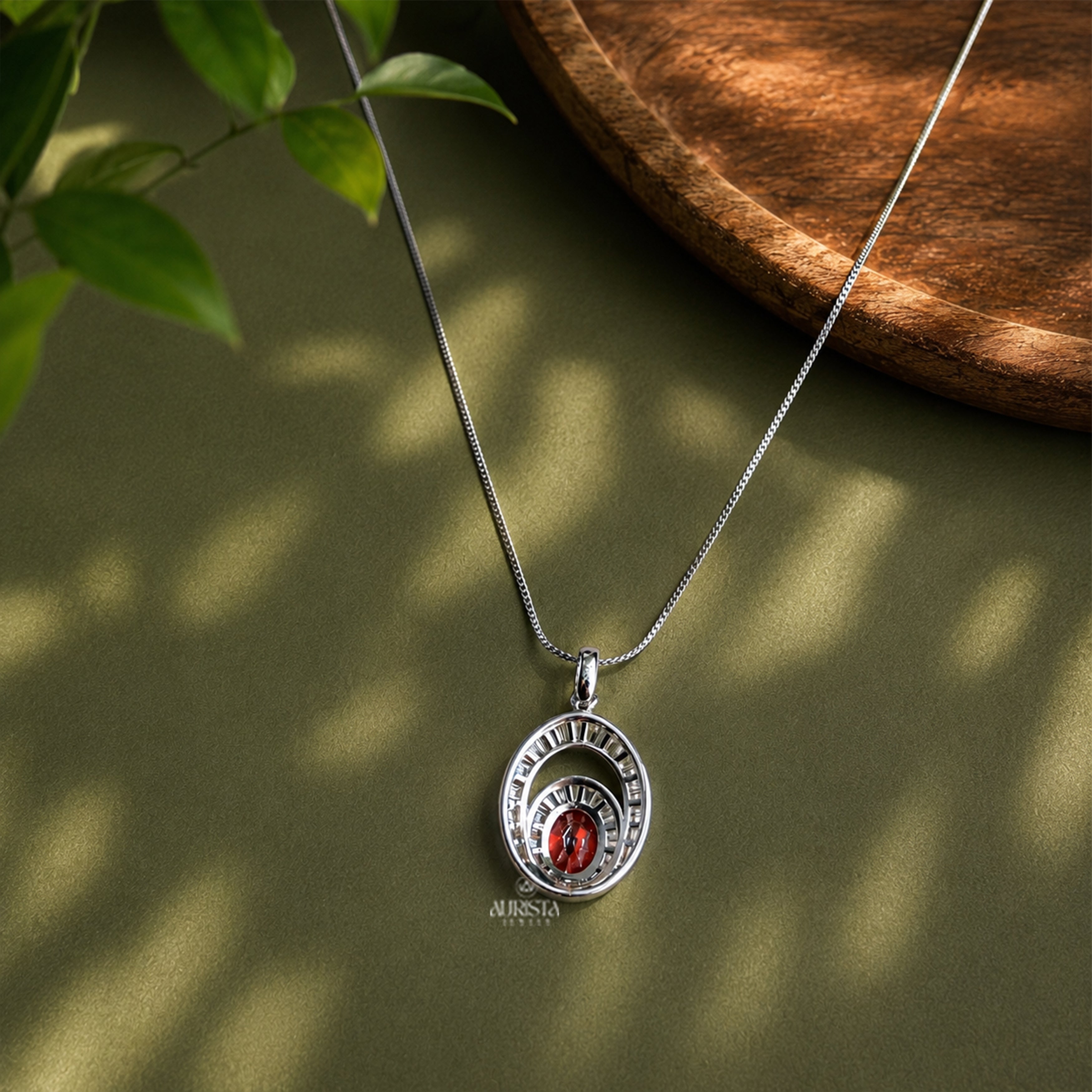 Oval Red Gemstone Pendant Statement Necklace Luxury Moissanite Jewelry Gift