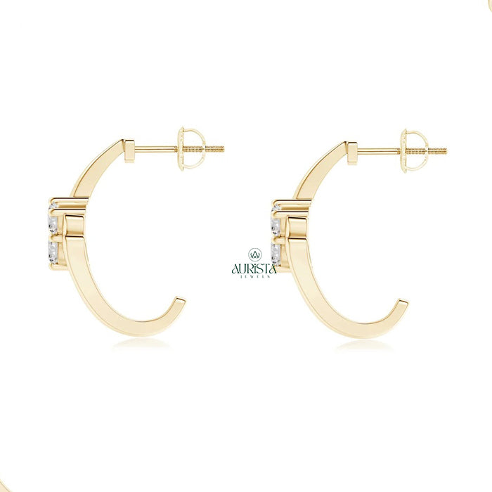 Aura Double Diamond Curved Hoops