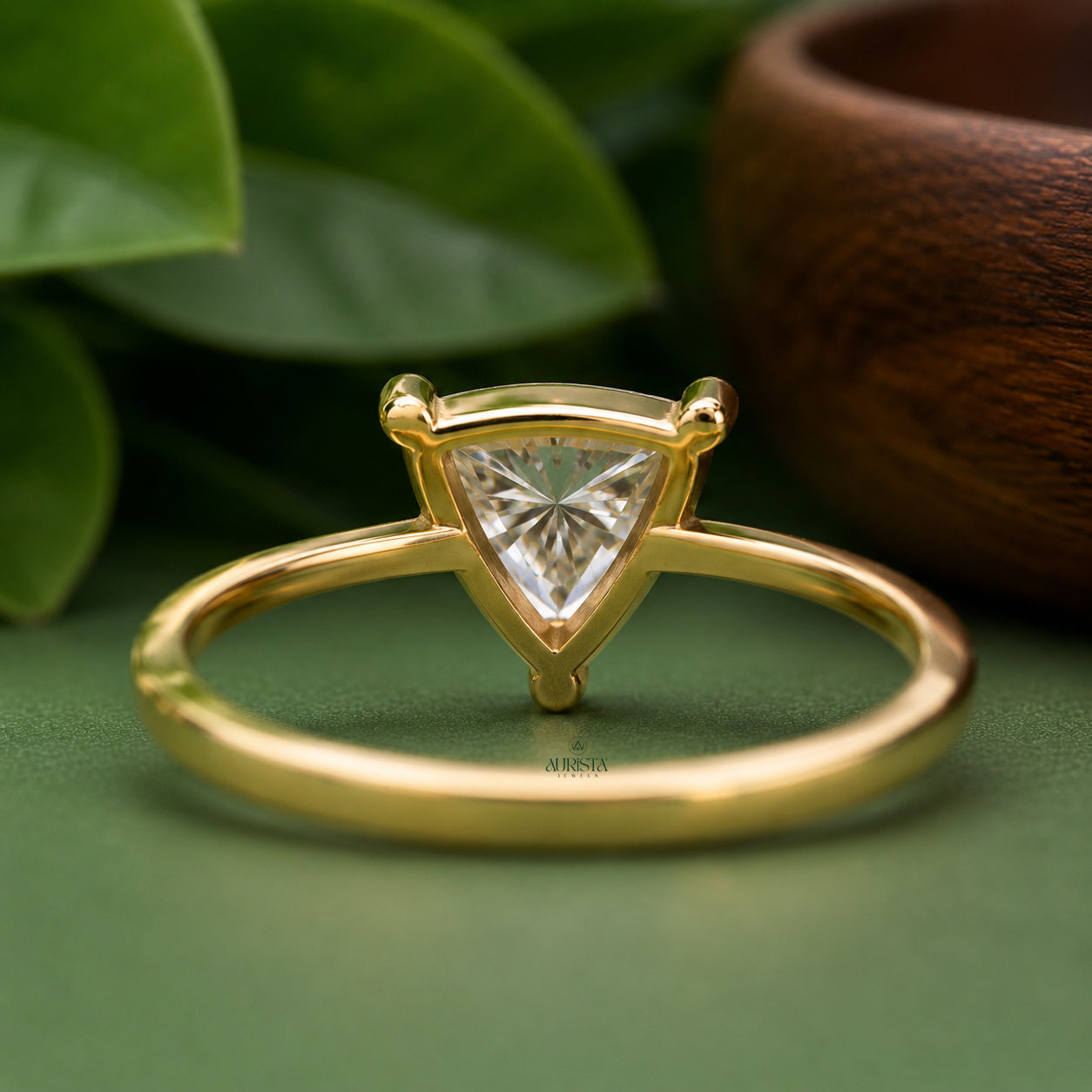 Trillion Cut Lab Grown Diamond Ring, Minimalist Engagement Wedding Ring Solitaire