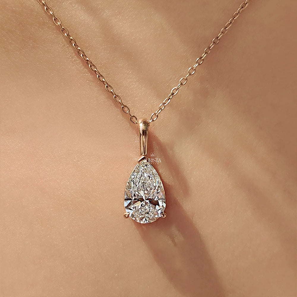Dazzling Glow Pear Diamond Pendant in Rose Gold