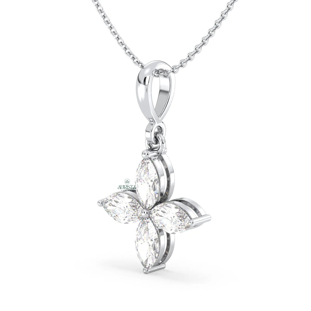 Radiant Glow Marquise Diamond Pendant in Rose Gold