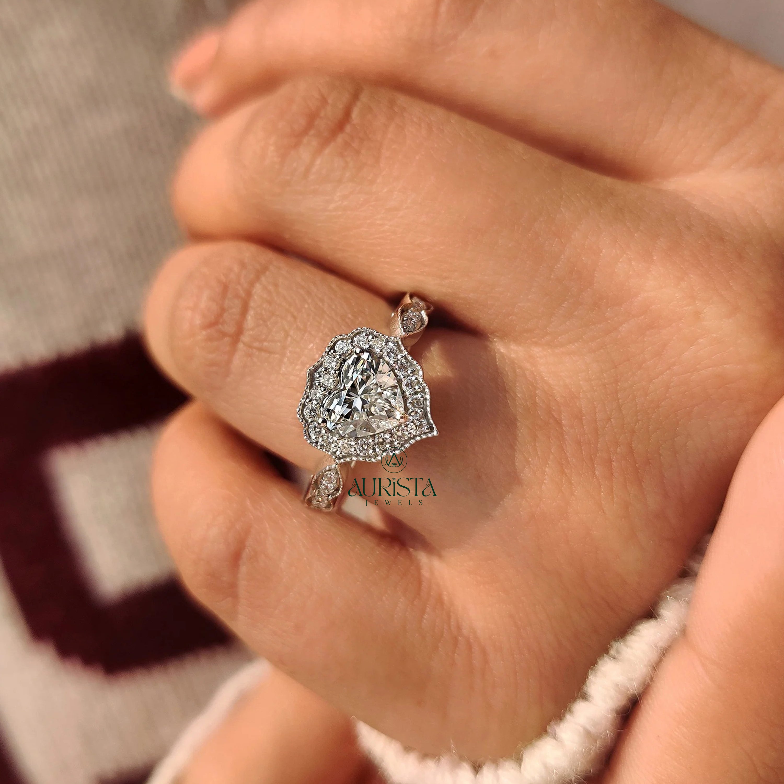 Forever Heart Shaped Diamond Solitaire  Ring Symbol of Love