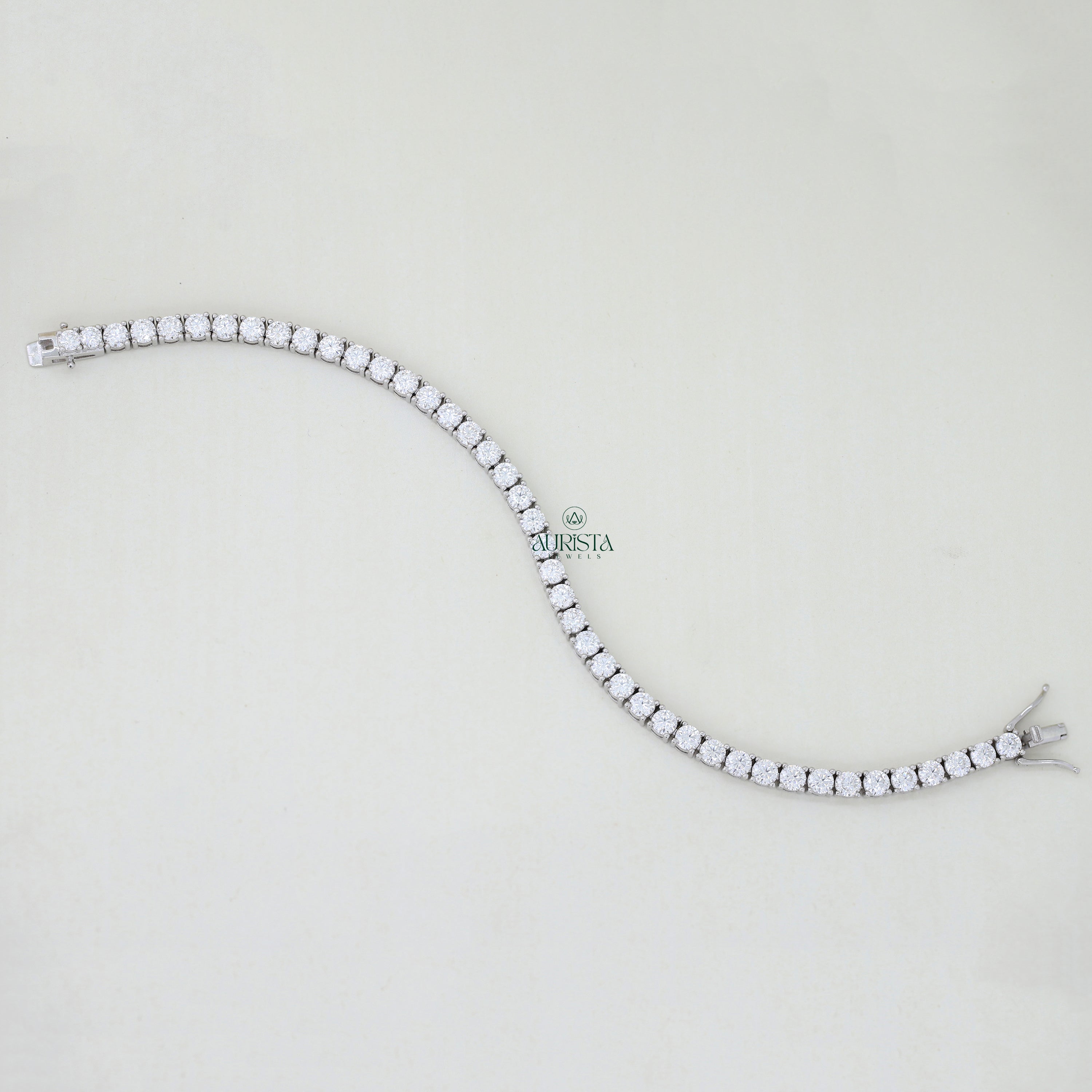 Moissanite Round Tennis Bracelet, Luxury Silver Statement Jewelry, Bridal Gift Her