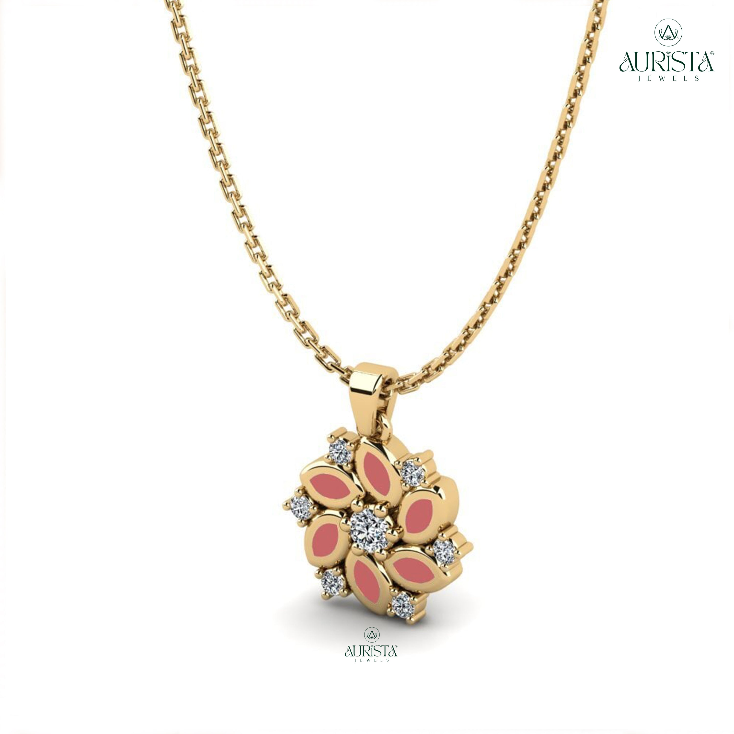 Classic Aura Round Diamond Pendant in Yellow Gold
