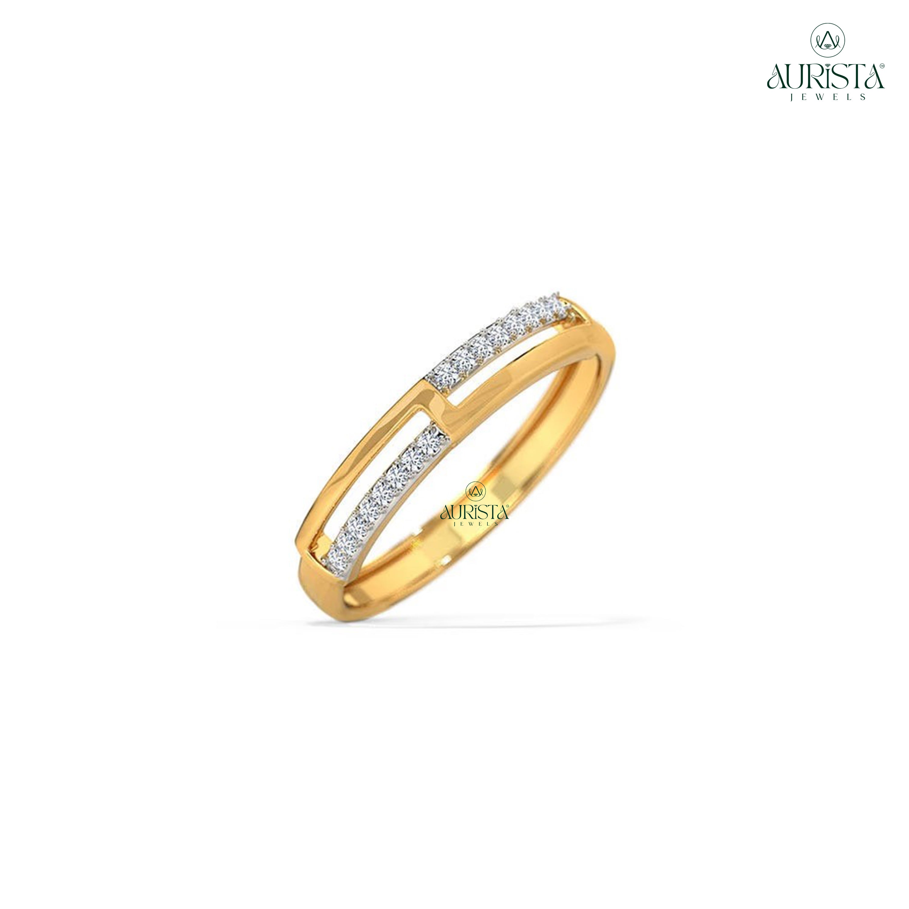 Circle of Love  – Yellow Gold Band with Round Diamond