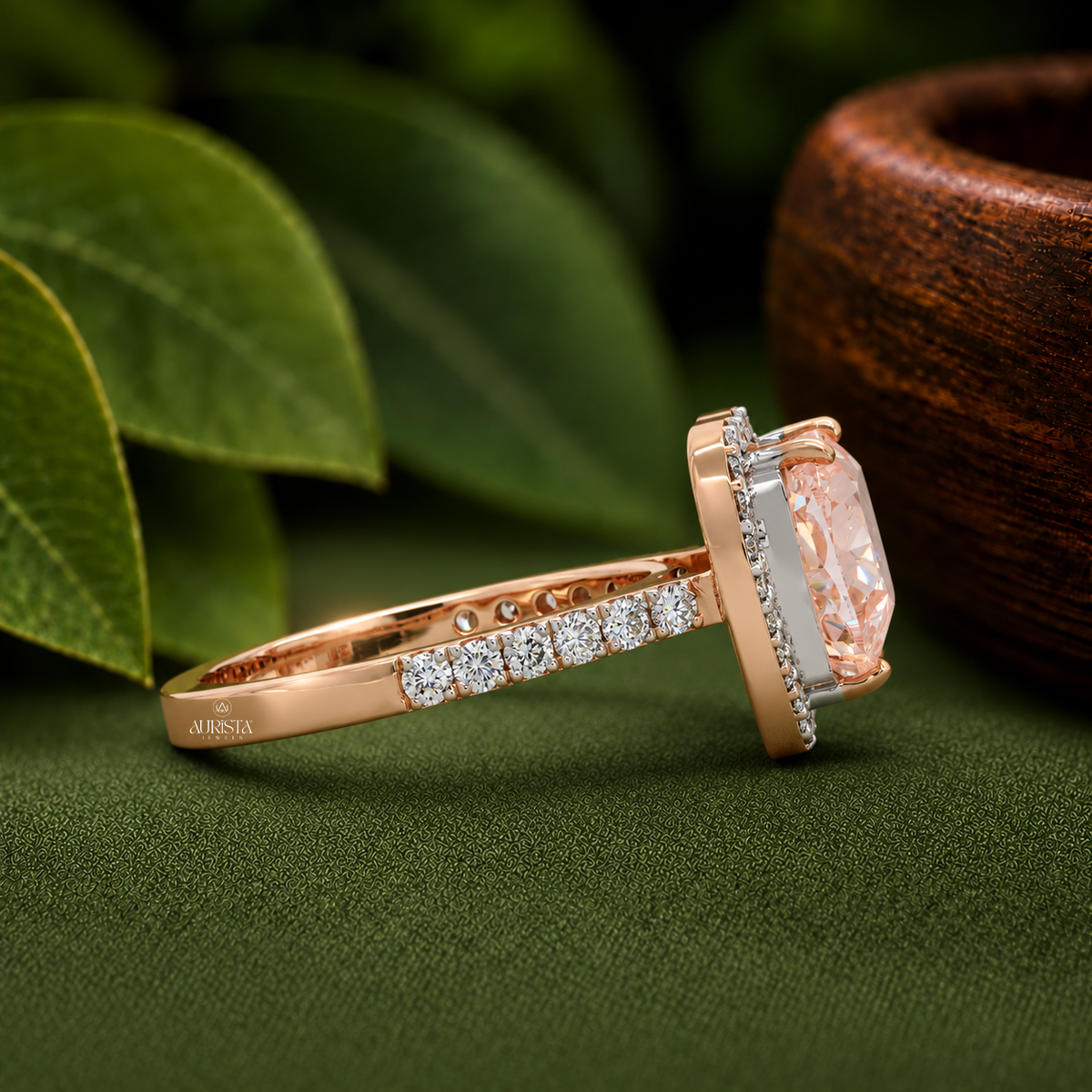 3.02 CT Heart Shaped Pink Lab Grown Diamond Halo Engagement Ring in 14k Rose Gold