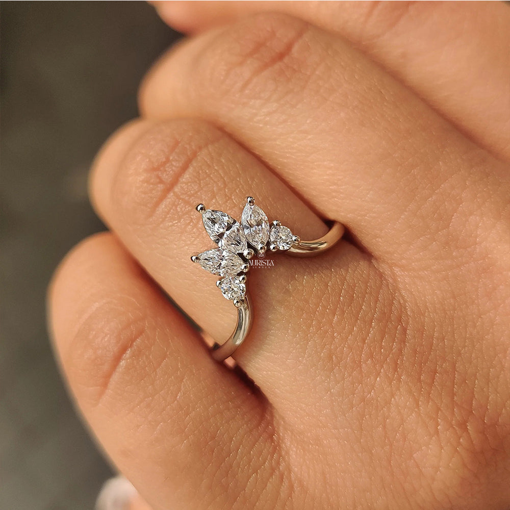 Timeless Union – White Gold Band with Marquise and Round Diamond