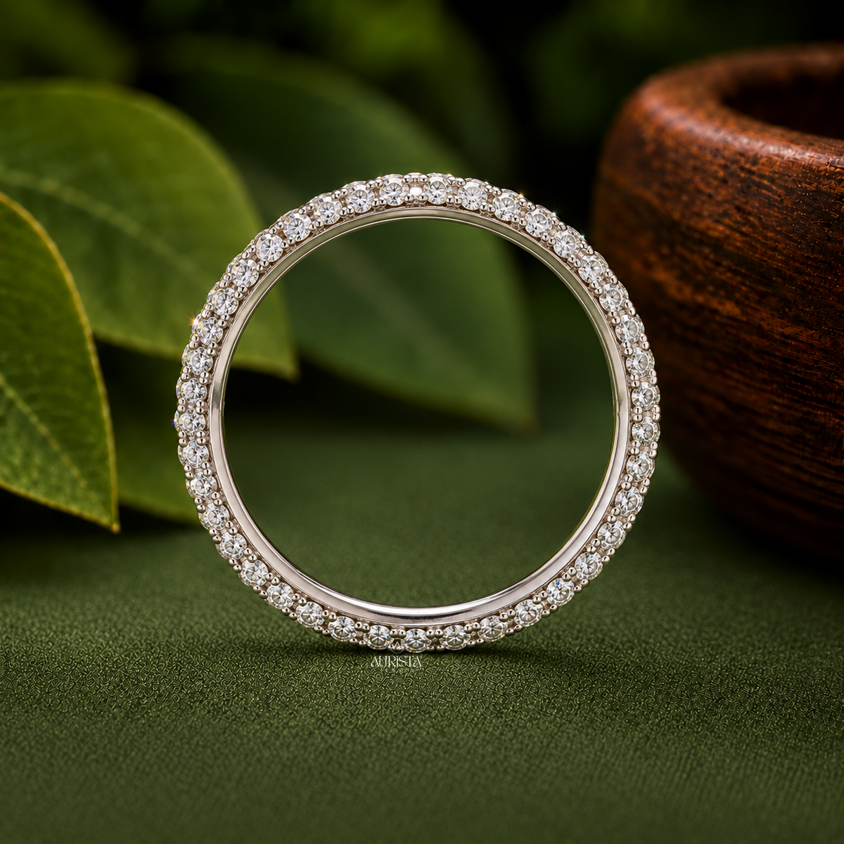 Round Cut Lab Grown Diamond Eternity Band, Multi-Row Stackable Wedding Ring