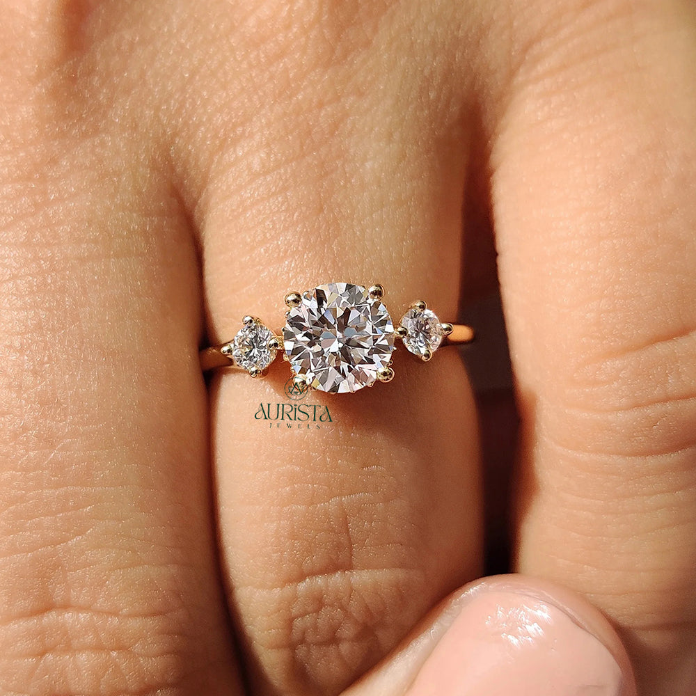 Round Brilliant Cut Diamond Three Stone Ring