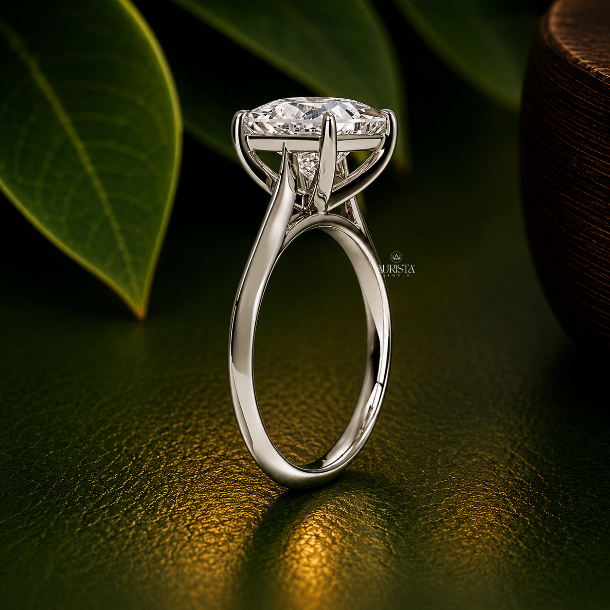 Princess Cut Lab Grown Diamond Ring, Minimalist Engagement Wedding Ring Solitaire