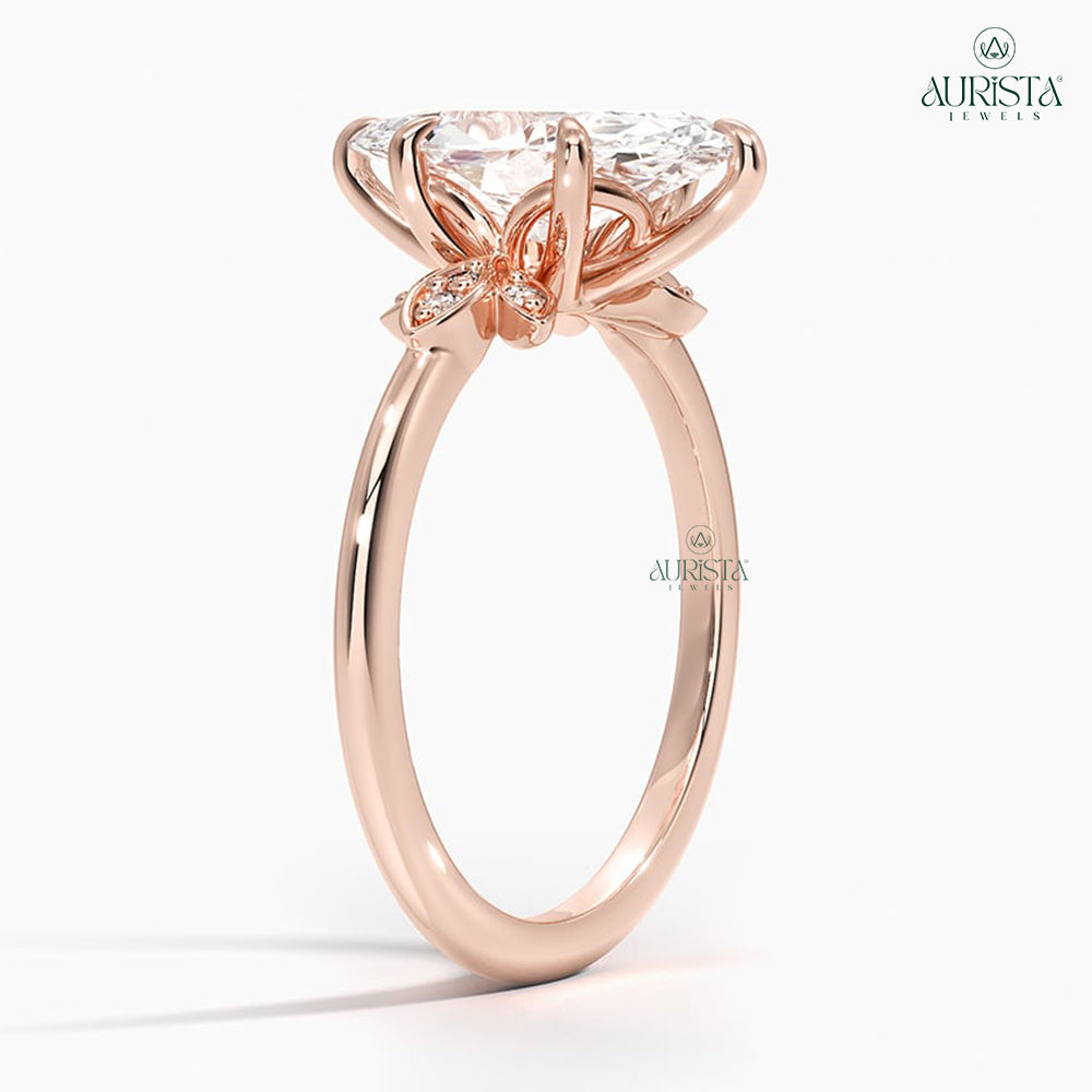 Grace in Light Rose Gold Ring with Marquise Diamond