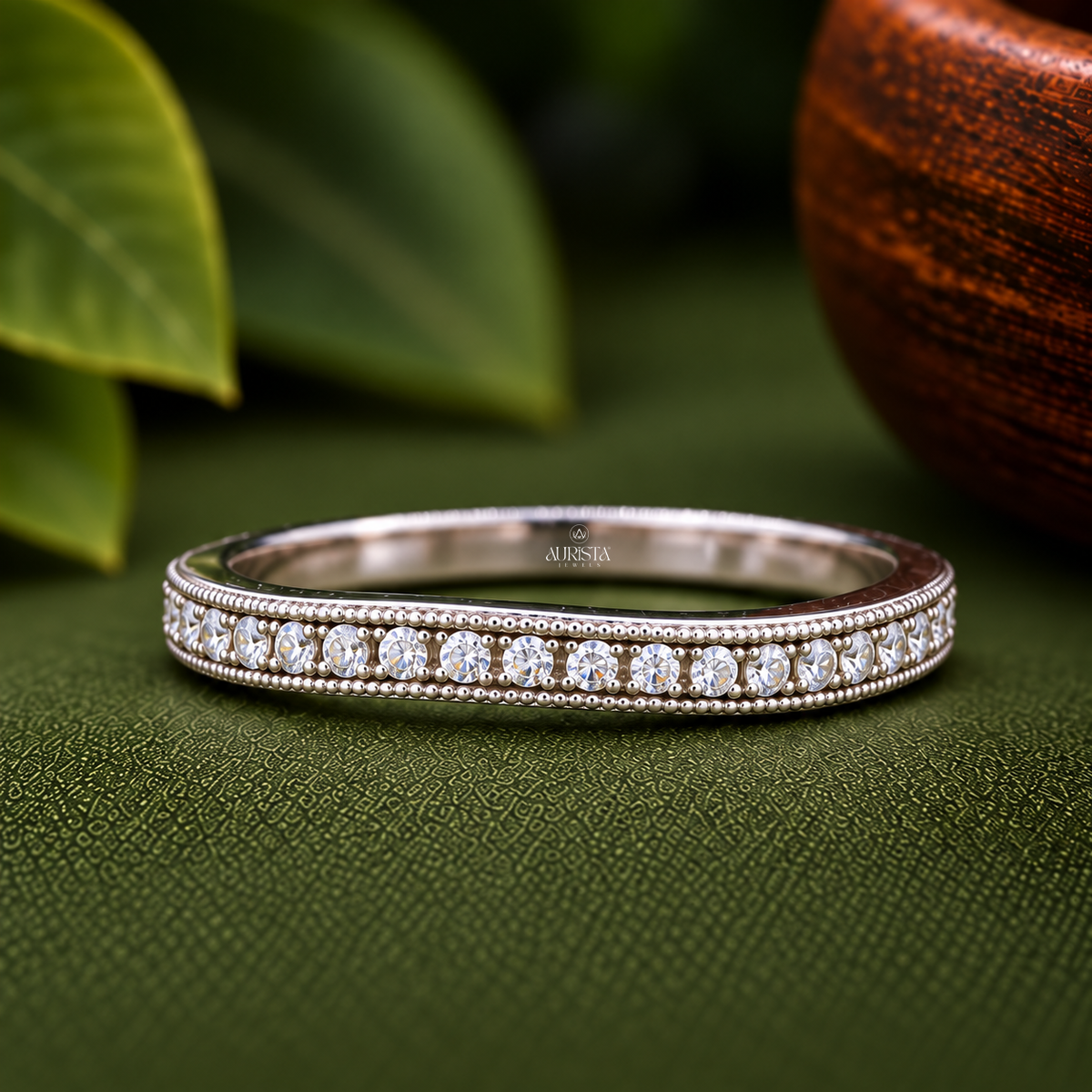 Round Cut Lab Grown Diamond Bridal Set, Vintage Style Engagement Ring & Wedding Band