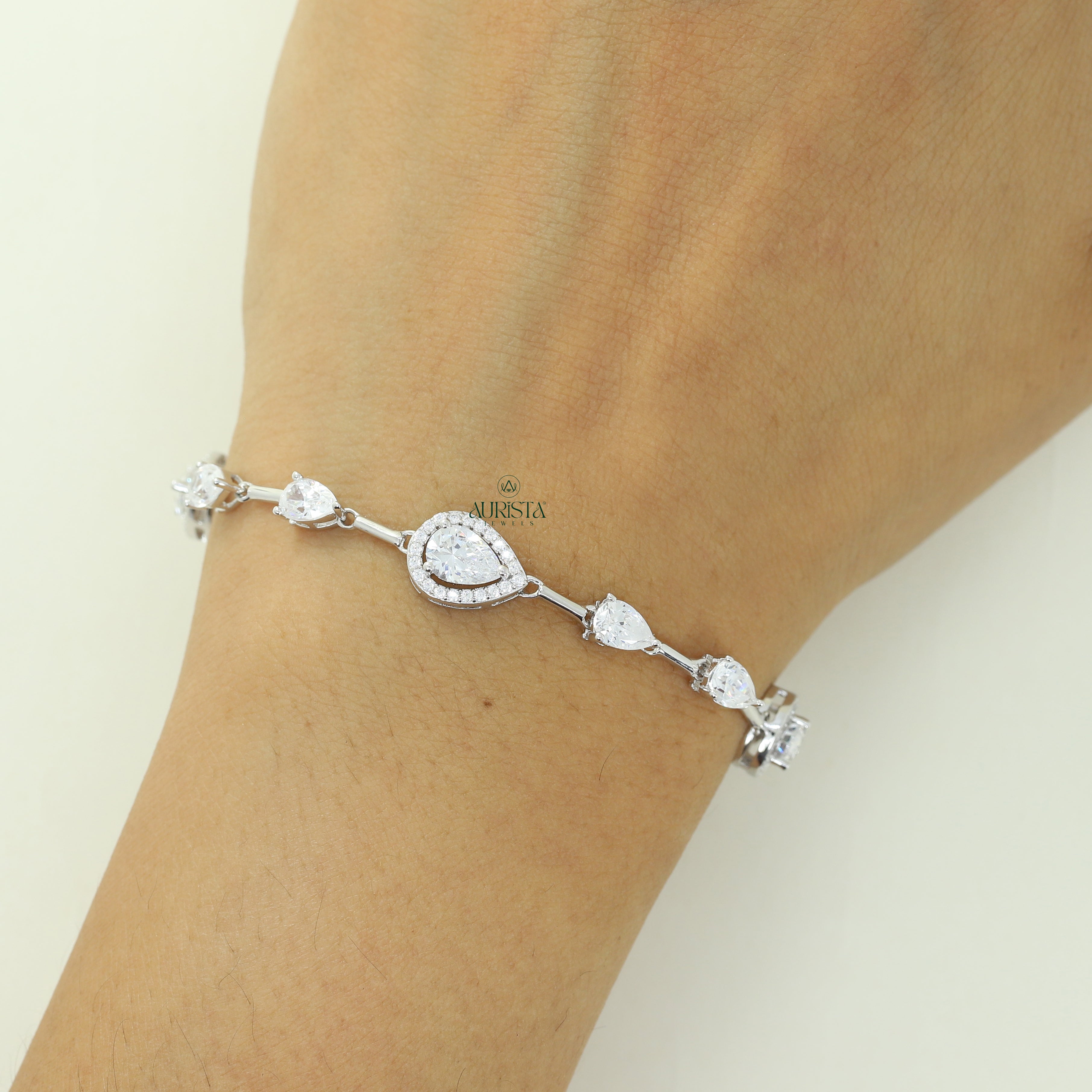 Pear Cut Moissanite Bracelet Dainty Bridal Jewelry Minimalist Accessory Gift