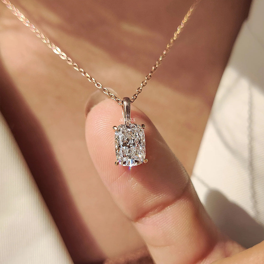 Classic Spark Cushion Diamond Pendant in Rose Gold