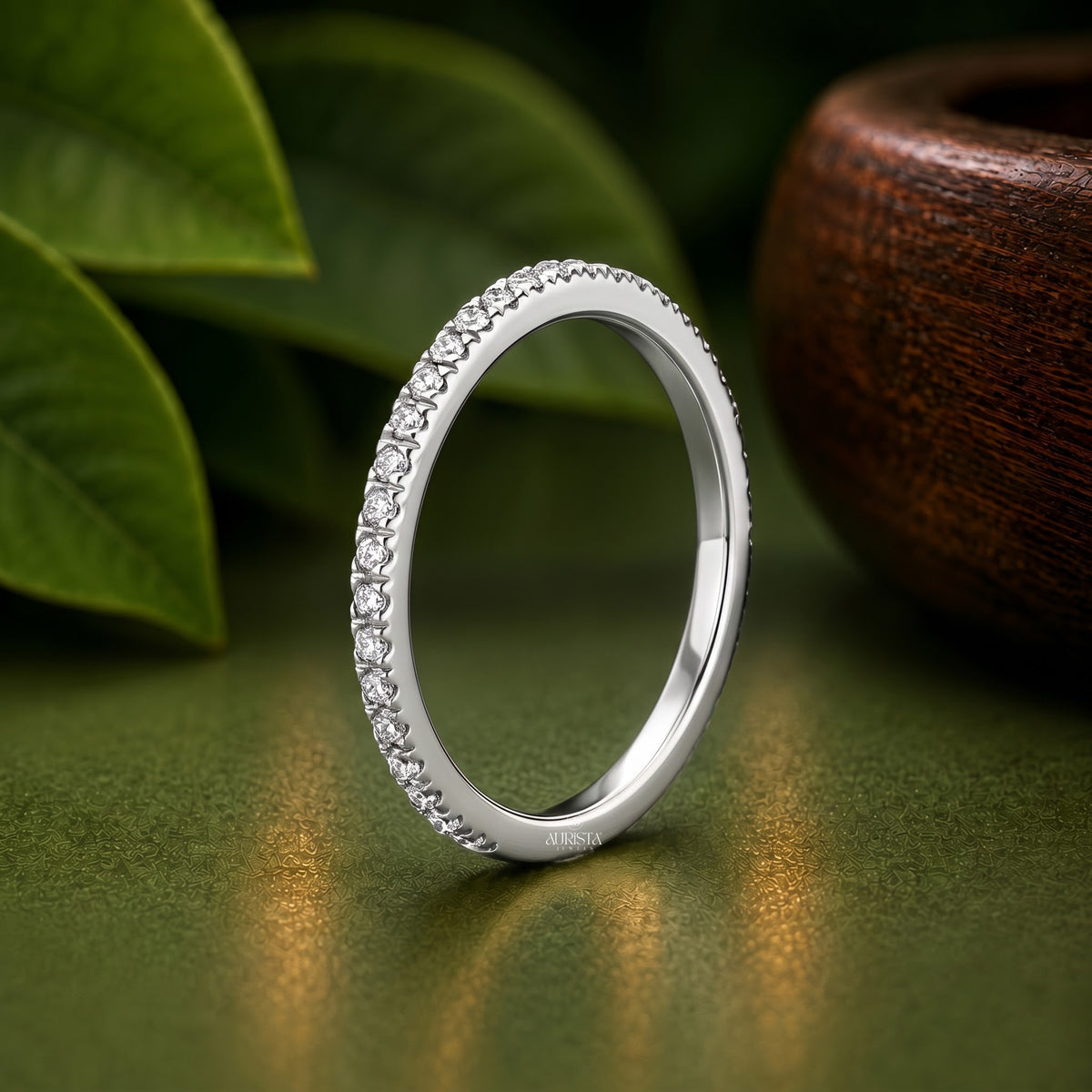 Oval Moissanite Diamond Ring Set, Vintage Floral Halo In White Gold Round Side Stones