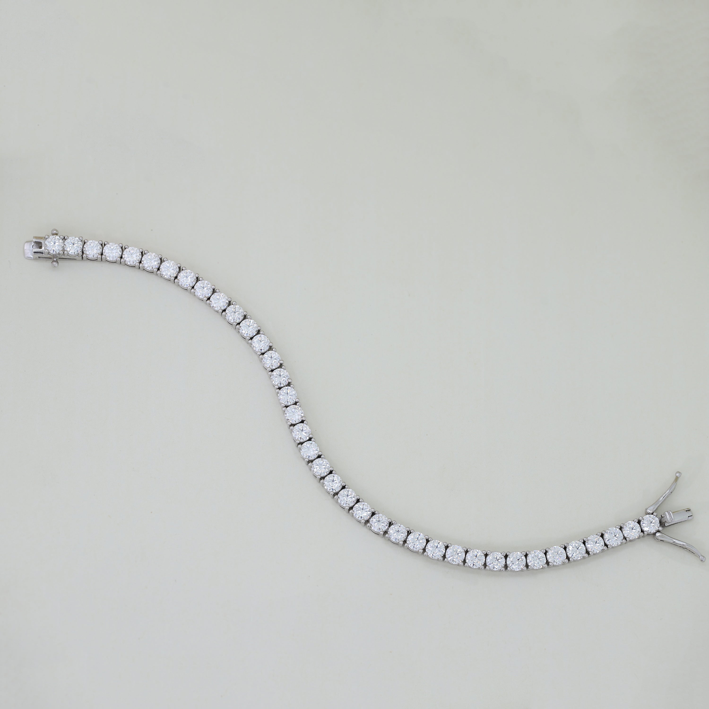 Moissanite Round Tennis Bracelet, Luxury Silver Statement Jewelry, Bridal Gift for Her