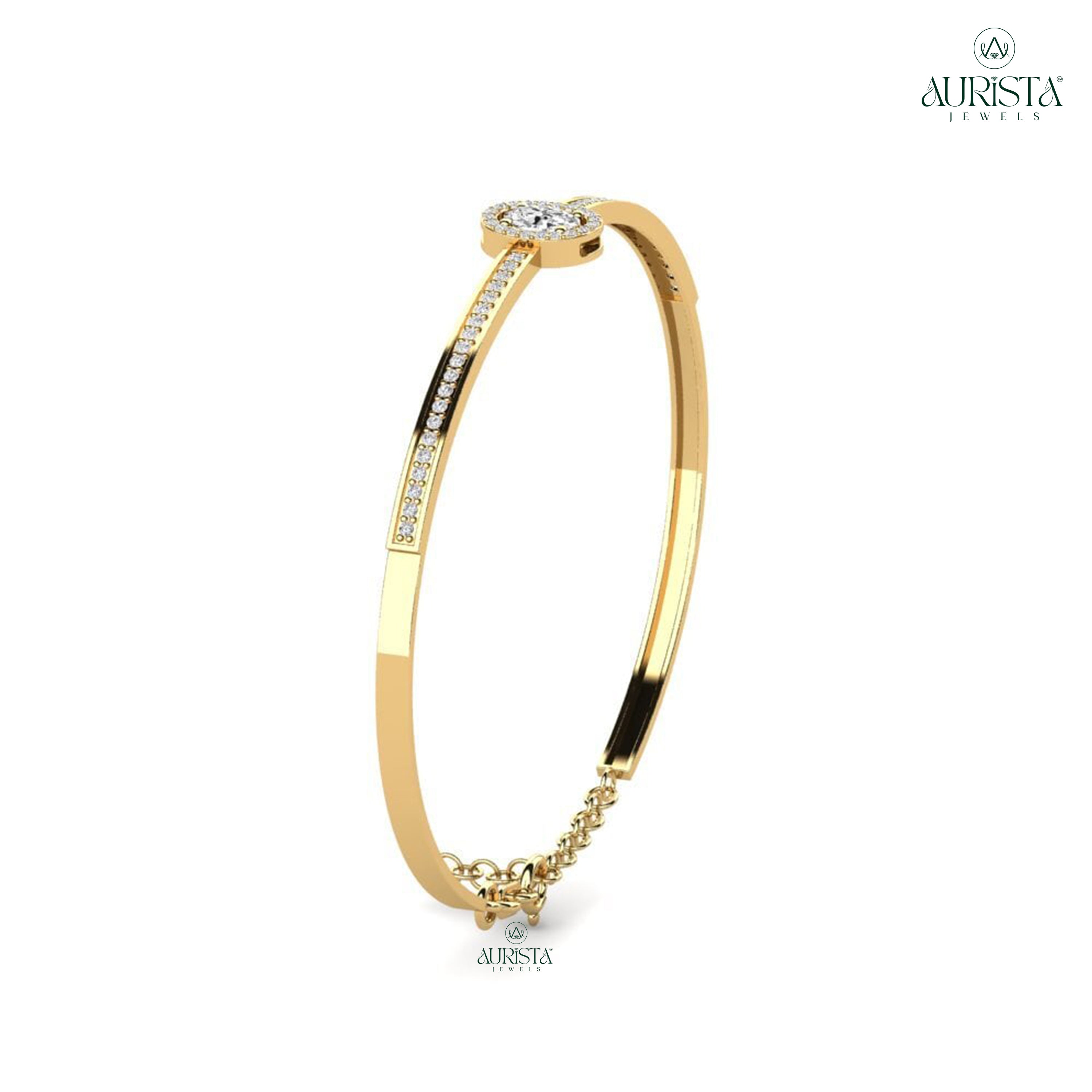 Pure Devotion Gold Kids Bracelet with Round Diamond