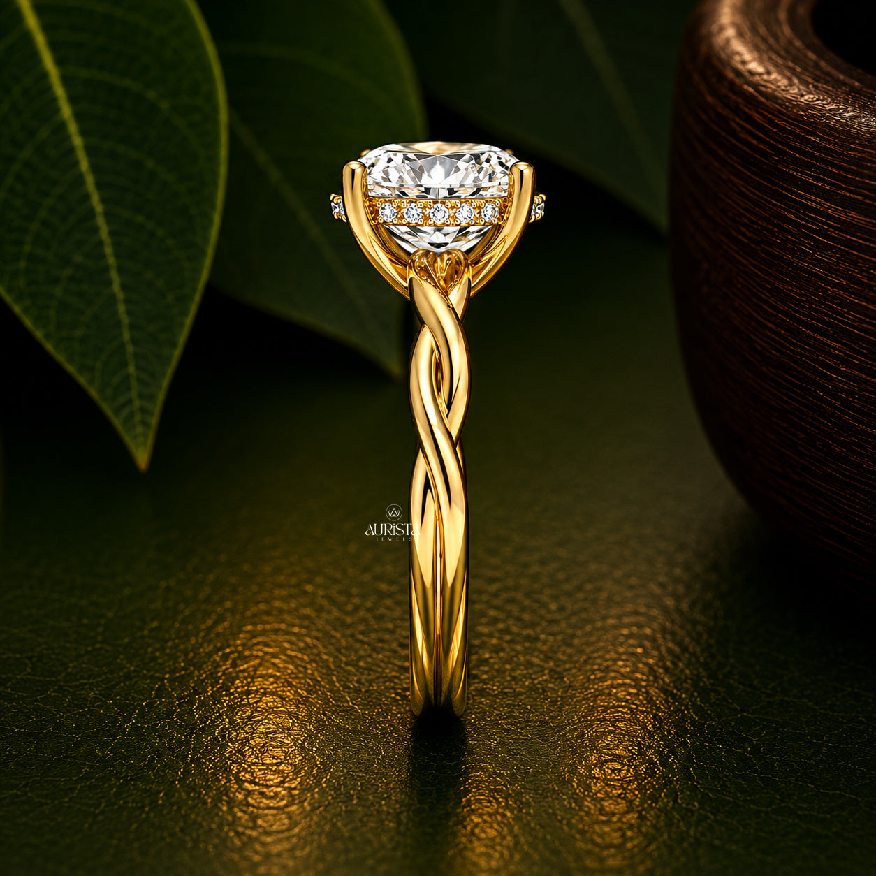 Oval Cut Lab Grown Diamond Twisted Ring, Minimalist Engagement Solitaire Bridal Jewelry