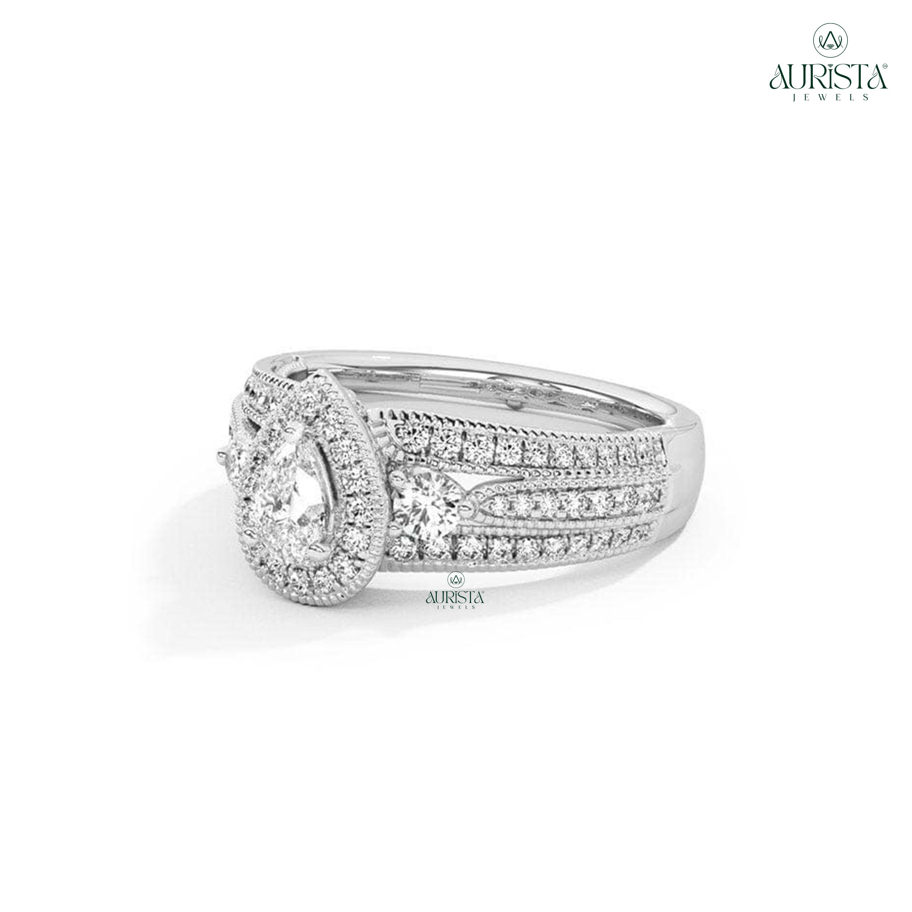 Bound in Time – White Gold Band with Pear Diamond