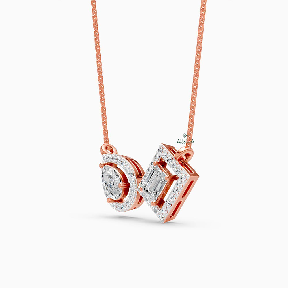 Pure Shine Round Brilliant Diamond Necklace in Gold