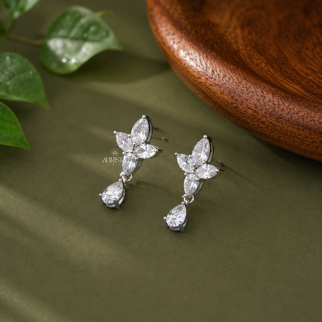 Prae and Marquise Cut Moissanite  Dangle Earrings Bridal Party Gift
